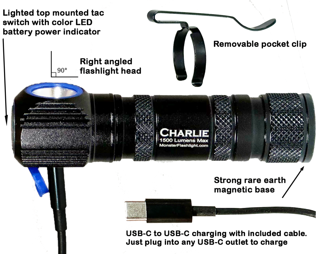MF Tactical Charlie Programmable USB Rechargeable 1500 Lumens LED